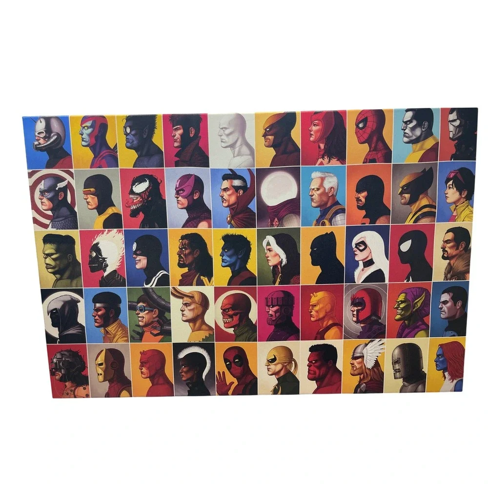Marvel Universe Character Grid Canvas 24 x 16 Wall Art Superheroes Pop Art